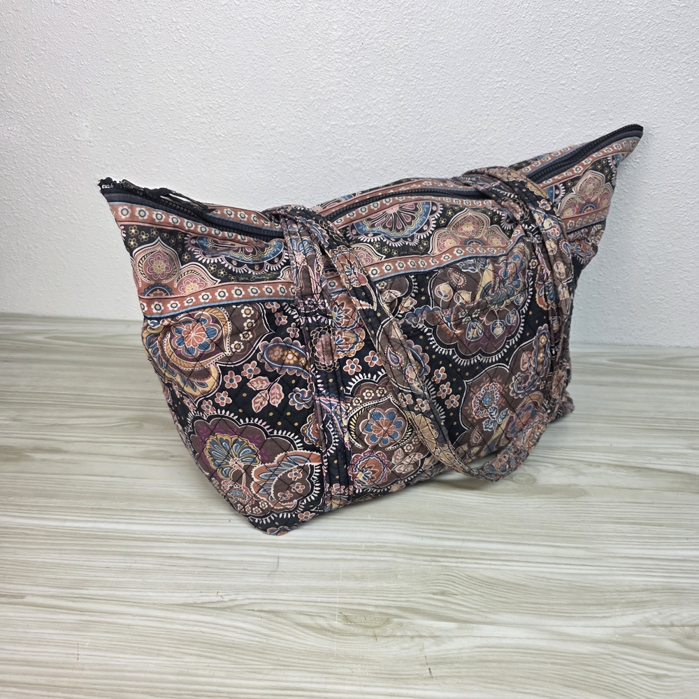 Vera Bradley Brown Paisley Pattern Travel Tote Weekender Getaway Bag